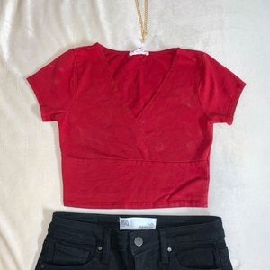 TILLYS | Red Crop V-Neck